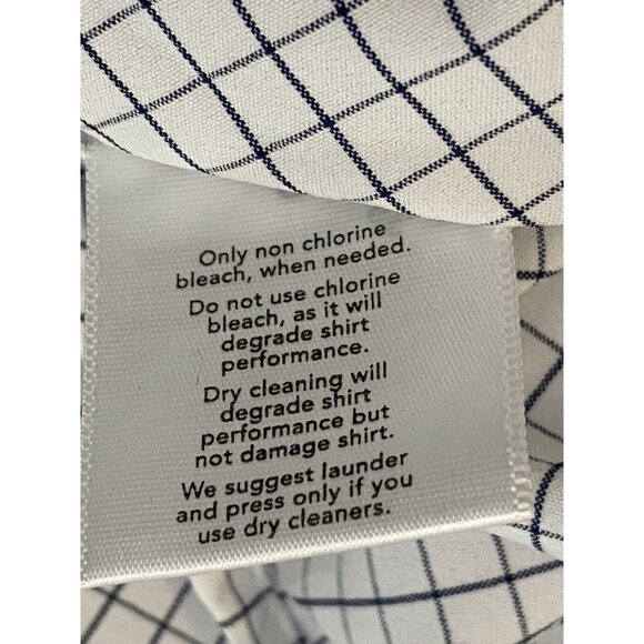 Mizzen + Main Leeward White Navy Mini Grid Check Shirt Men’s XL Stretch Spread - Picture 8 of 16